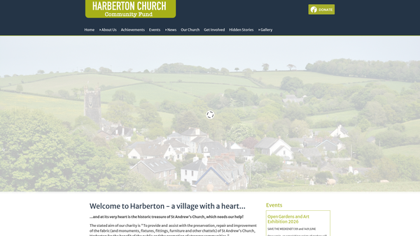 Screenshot of the Harberton Church Community Fund website