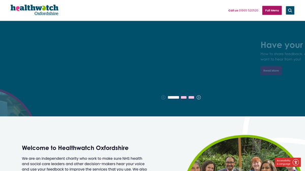 Screenshot of the Healthwatch Oxfordshire website