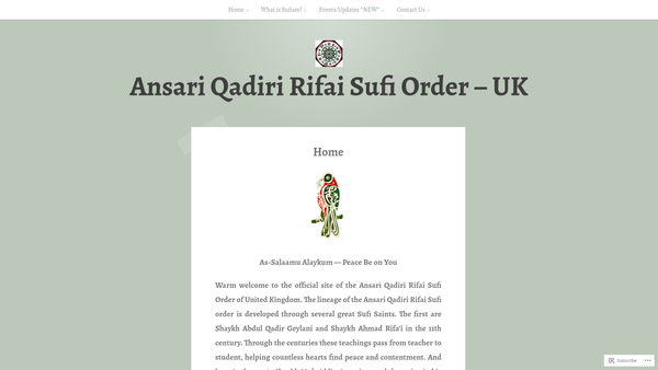 Screenshot of the Ansari Qadiri Rifai Sufi Order Of The United Kingdom website
