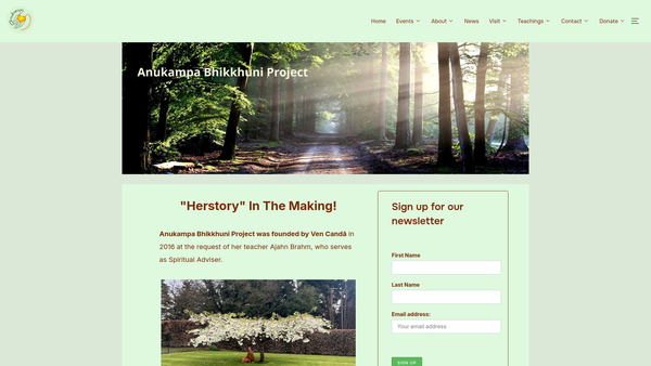 Screenshot of the Anukampa Bhikkhuni Project website