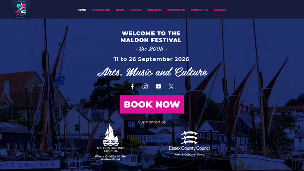 Screenshot of the Maldon Festival website