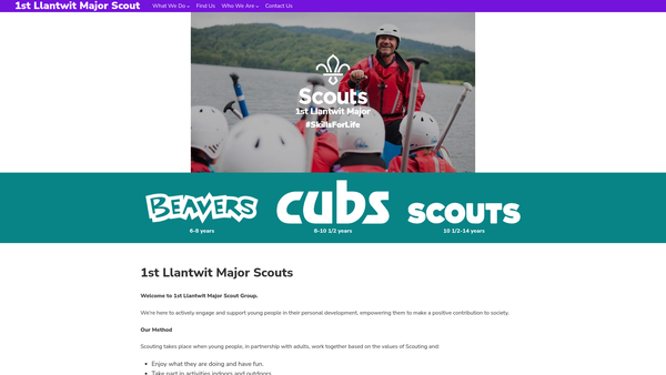 Screenshot of the 1st Llantwit Major Scout Group website