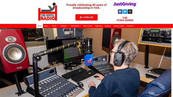 Screenshot of the York Hospital Radio website