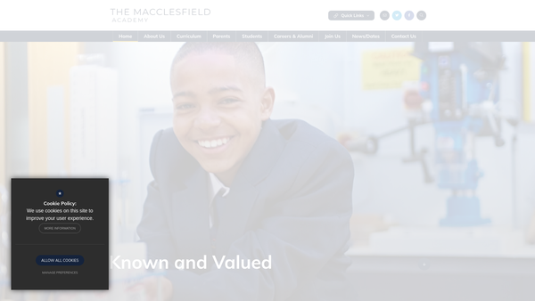 Screenshot of the The Friends Of The Macclesfield Academy website