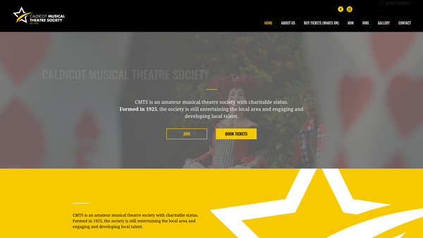 Screenshot of the Cmts (Caldicot Musical Theatre Society) website