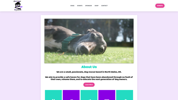 Screenshot of the Almost Home Dog Rescue website