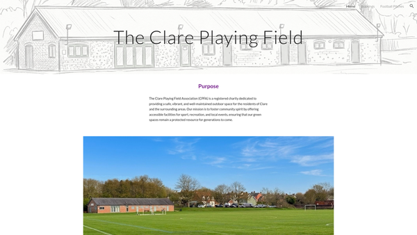 Screenshot of the The Clare Playing Field website