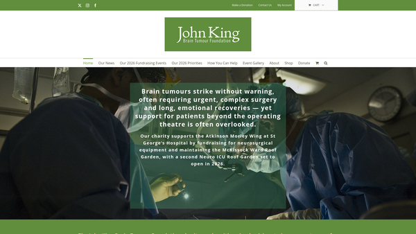 Screenshot of the John King Brain Tumour Foundation website