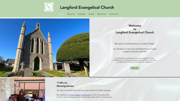 Screenshot of the Langford Evangelical Church website