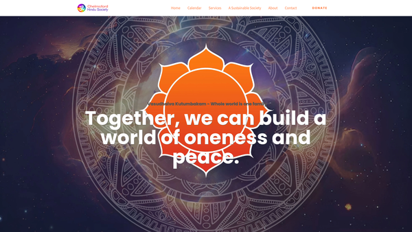 Screenshot of the Chelmsford Hindu Society website