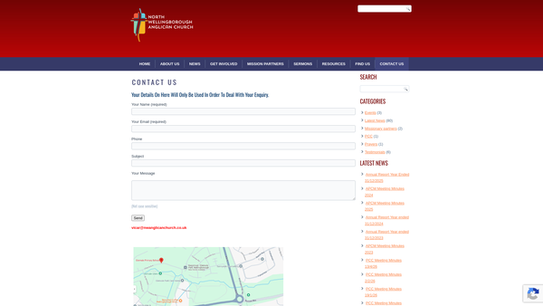 Screenshot of the The Parochial Church Council Of North Wellingborough Anglican Church website
