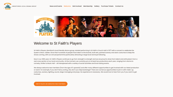 Screenshot of the Saint Faith's Players website