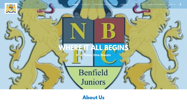 Screenshot of the Newcastle Benfield Juniors Football Club website