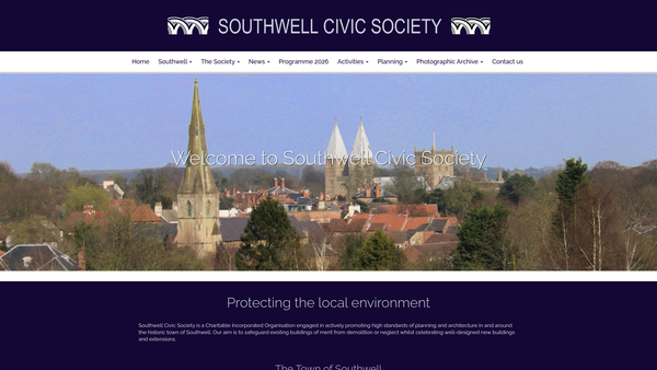 Screenshot of the The Southwell Civic Society CIO website