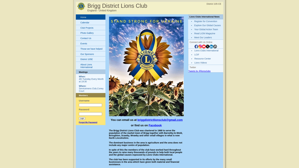 Screenshot of the Brigg District Lions Club (CIO) website