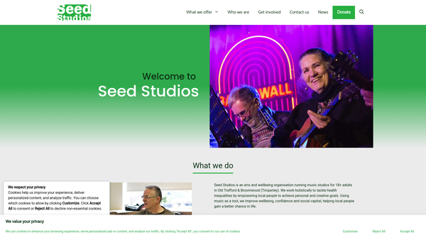Screenshot of the Seed Studios website