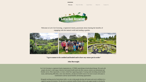 Screenshot of the Let's Get Growing Limited website