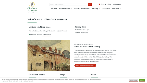 Screenshot of the Chesham Museum website