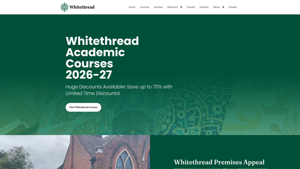 Screenshot of the Whitethread Institute website