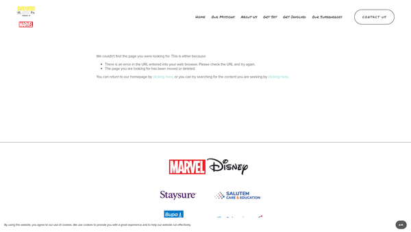 Screenshot of the Superhero Sport Foundation website