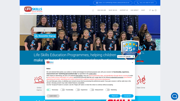 Screenshot of the Life Skills Education Charity website