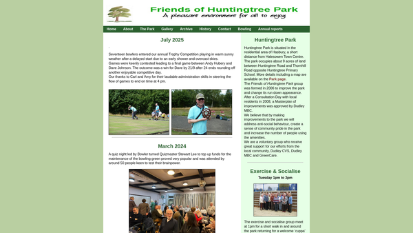 Screenshot of the Friends Of Huntingtree Park website