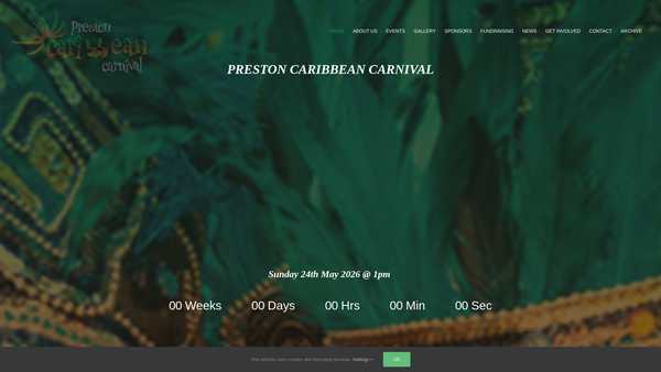 Screenshot of the Preston Caribbean Carnival Ltd website
