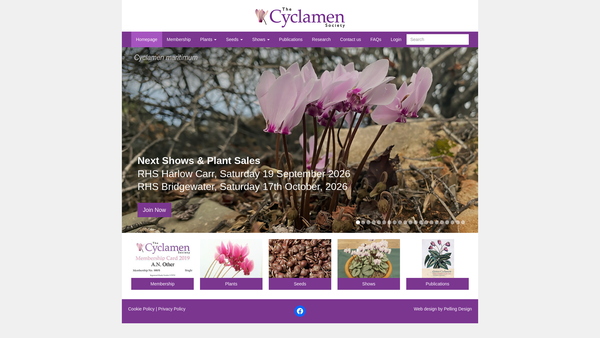Screenshot of the The Cyclamen Society website
