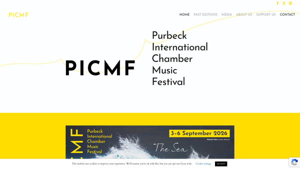 Screenshot of the Purbeck International Chamber Music Festival Limited website