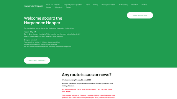 Screenshot of the Harpenden Connect website