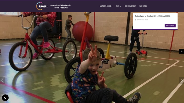 Screenshot of the Airedale And Wharfedale Autism Resource website