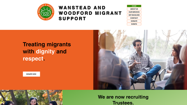 Screenshot of the Wanstead And Woodford Migrant Support website