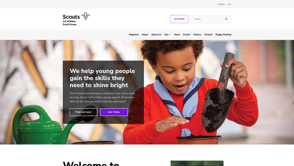 Screenshot of the 1st Whitton Scout Group website