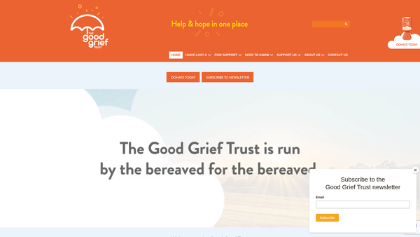 Screenshot of the The Good Grief Trust website