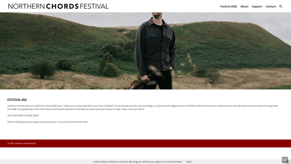 Screenshot of the Northern Chords Festival website