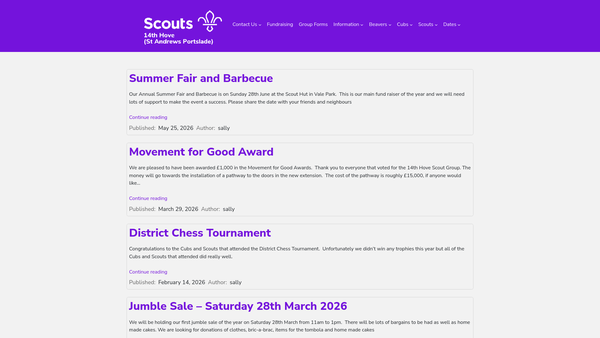 Screenshot of the 14th Hove (St Andrews Portslade) Scout Group website