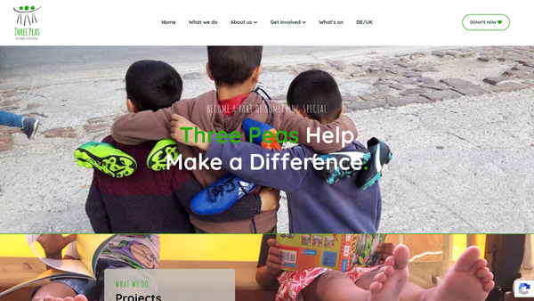 Screenshot of the Three Peas website