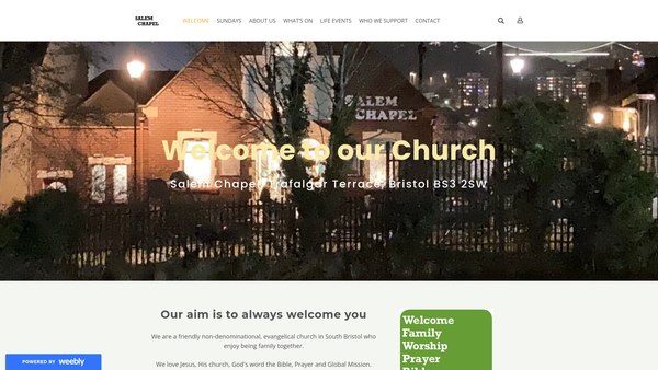 Screenshot of the Salem Chapel Bedminster, Bristol website