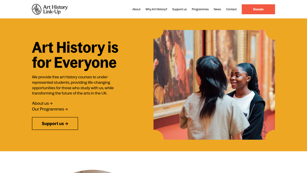 Screenshot of the Art History Link-Up website