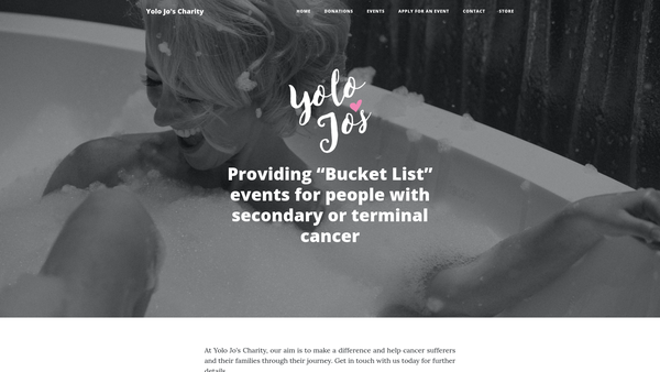 Screenshot of the Yolo Jo's Charity website