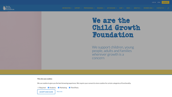 Screenshot of the Child Growth Foundation website