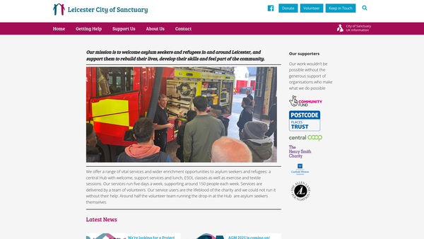 Screenshot of the Leicester City Of Sanctuary website