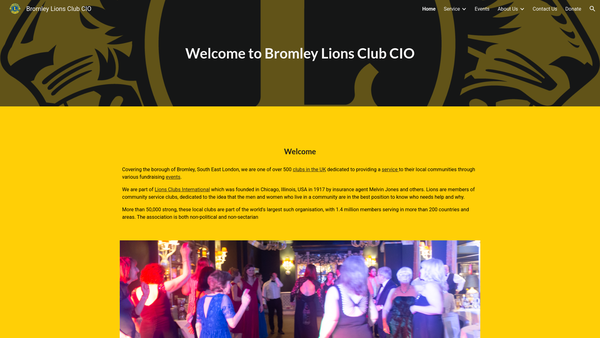 Screenshot of the Bromley Lions Club CIO. website