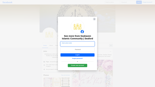 Screenshot of the Seahaven Islamic Community Centre website
