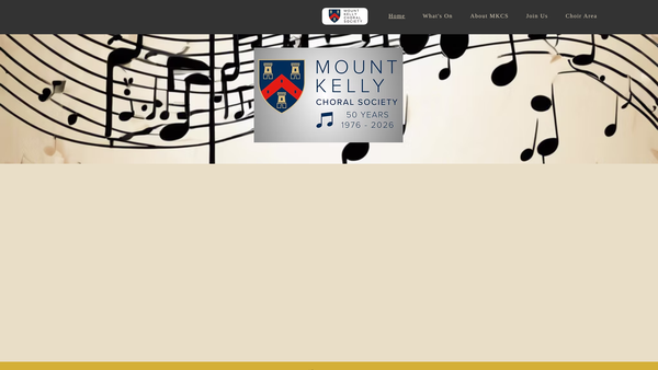 Screenshot of the The Mount Kelly Choral Society website