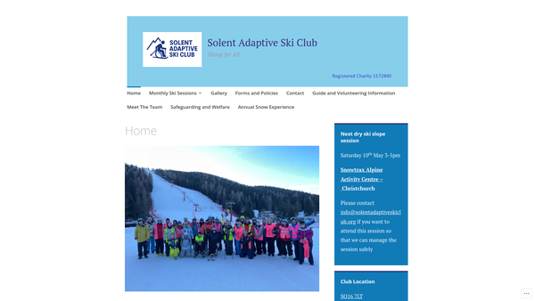Screenshot of the Solent Adaptive Ski Club website