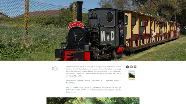 Screenshot of the Littlehampton Heritage Railway Association website