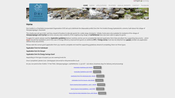 Screenshot of the Dwr Anafon website