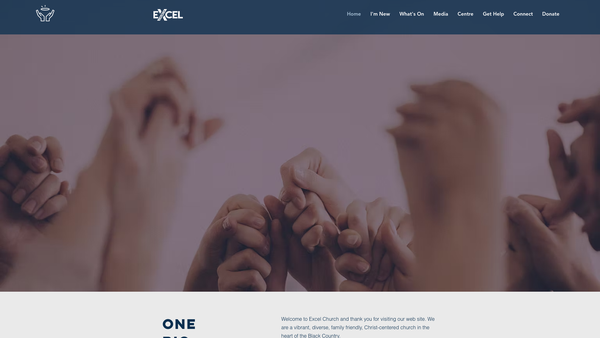 Screenshot of the Excel Church website