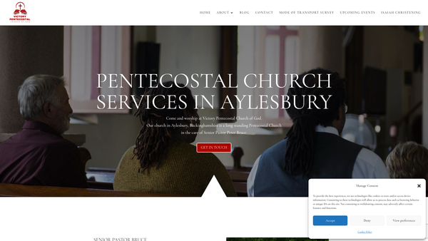 Screenshot of the Victory Pentecostal Church Of God website